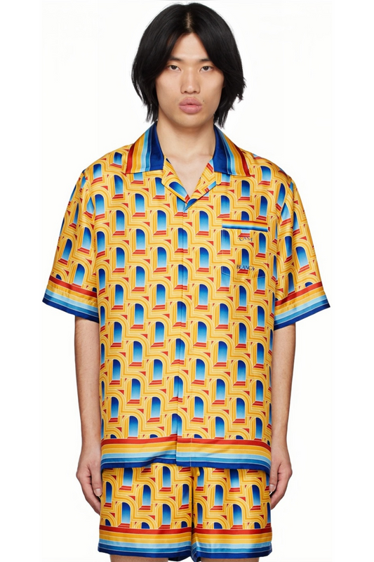 Nathan yellow zigzag short-sleeve shirt