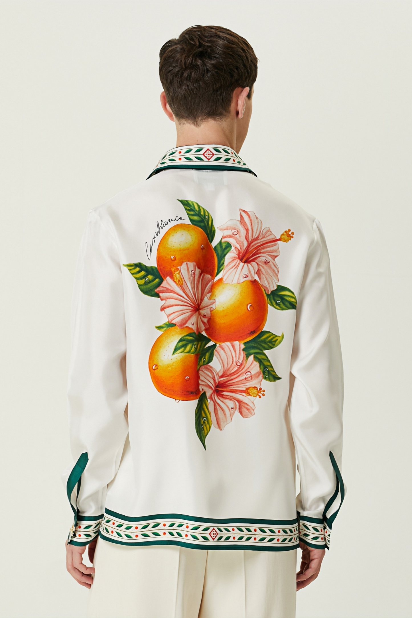Keith white orange floral print long-sleeve shirt